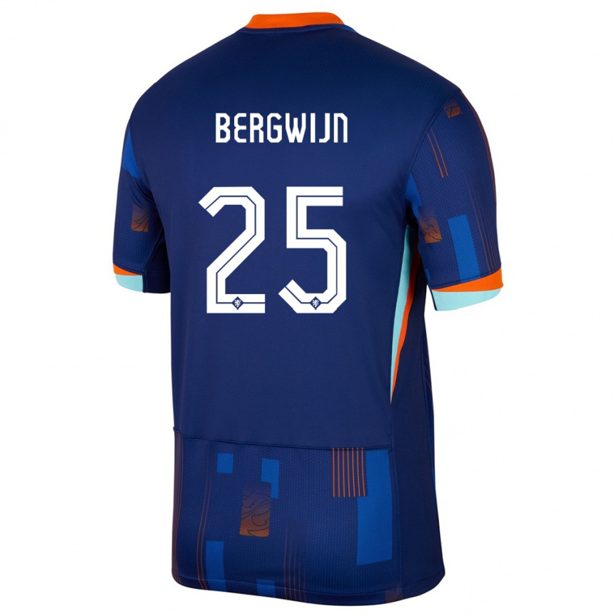 Kids Football Netherlands Steven Bergwijn #25 Blue Away Jersey 24-26 T-Shirt Canada