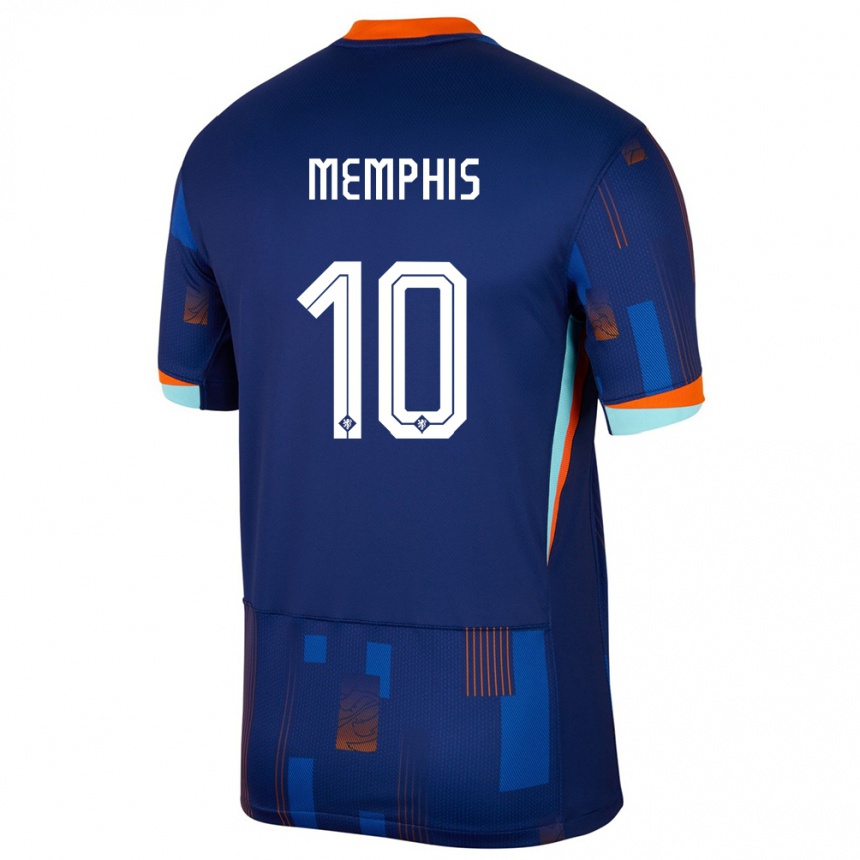 Kids Football Netherlands Memphis Depay #10 Blue Away Jersey 24-26 T-Shirt Canada