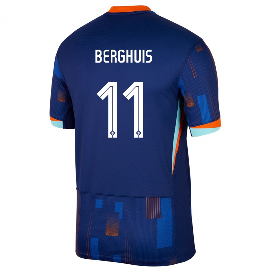 Kids Football Netherlands Steven Berghuis #11 Blue Away Jersey 24-26 T-Shirt Canada