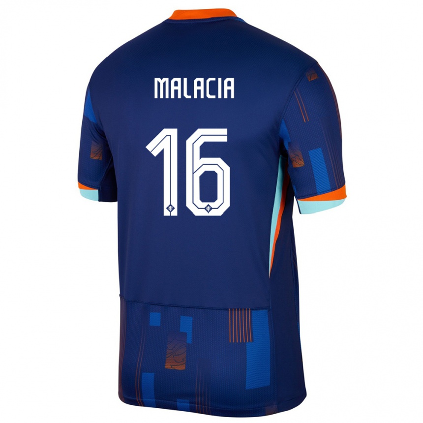 Kids Football Netherlands Tyrell Malacia #16 Blue Away Jersey 24-26 T-Shirt Canada