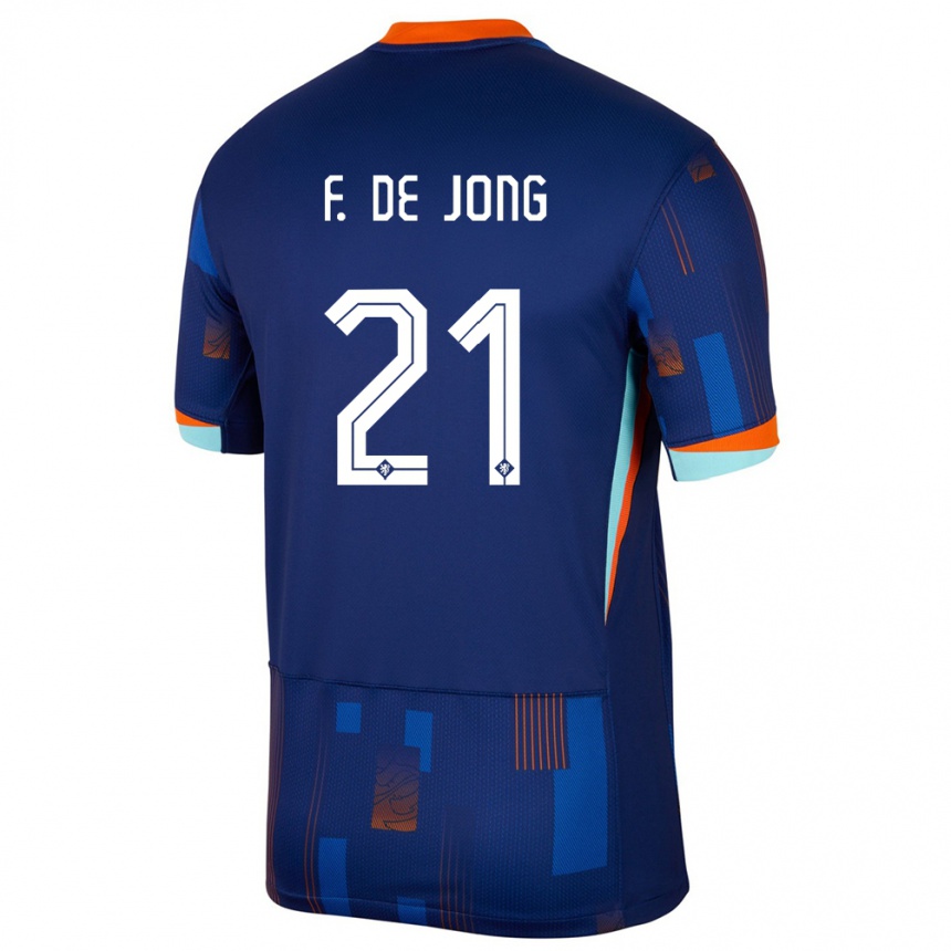 Kids Football Netherlands Frenkie De Jong #21 Blue Away Jersey 24-26 T-Shirt Canada