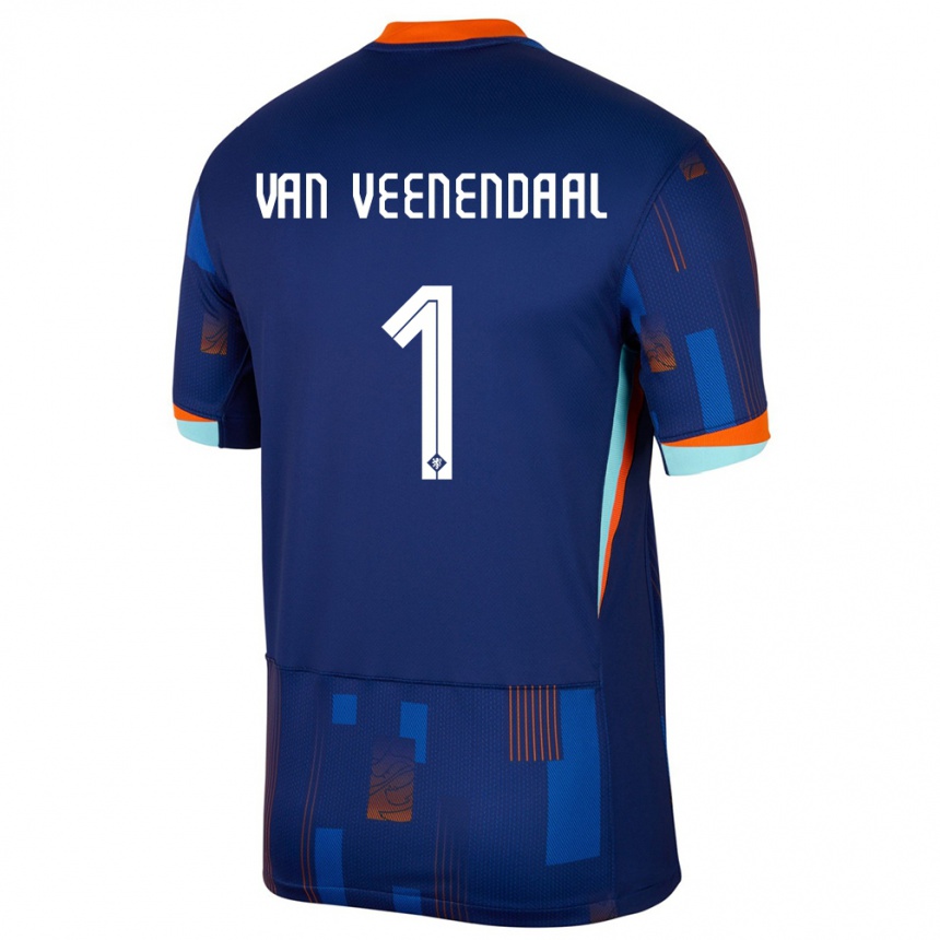 Kids Football Netherlands Sari Van Veenendaal #1 Blue Away Jersey 24-26 T-Shirt Canada