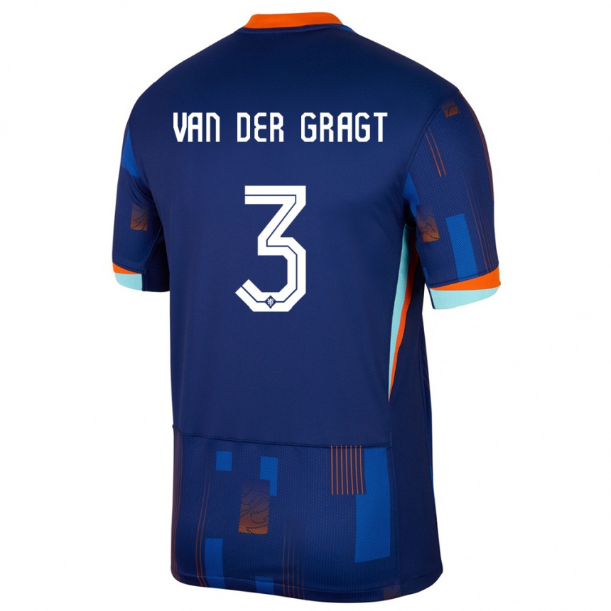 Kids Football Netherlands Stefanie Van Der Gragt #3 Blue Away Jersey 24-26 T-Shirt Canada