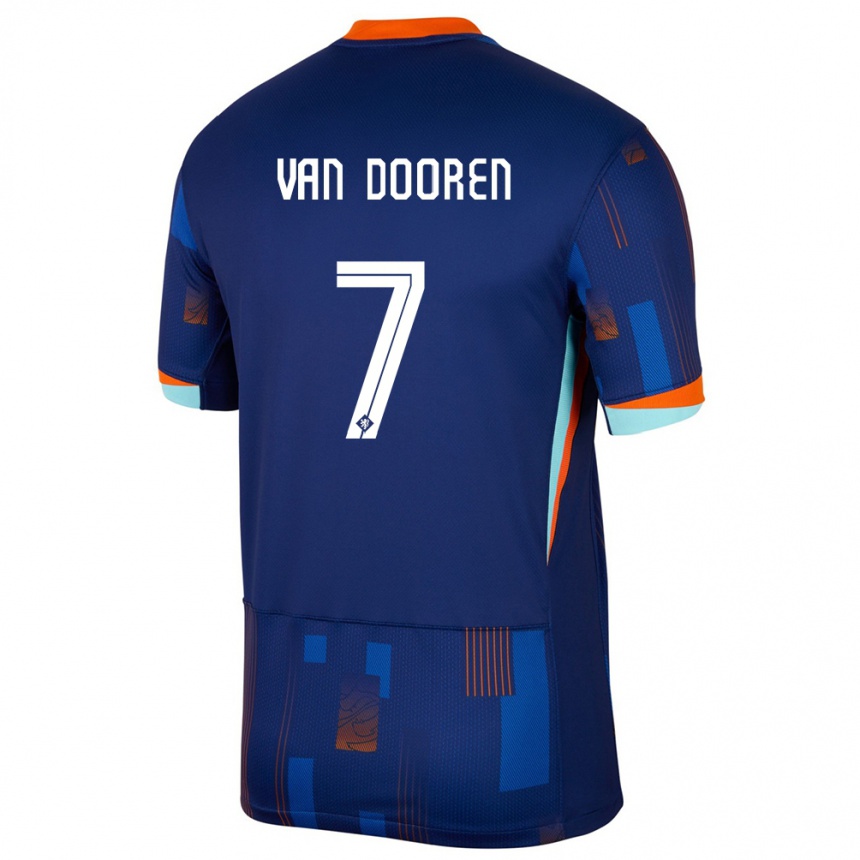 Kids Football Netherlands Kayleigh Van Dooren #7 Blue Away Jersey 24-26 T-Shirt Canada