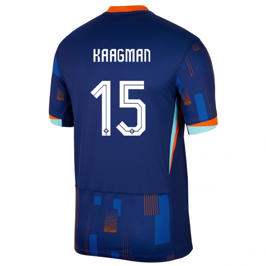 Kids Football Netherlands Inessa Kaagman #15 Blue Away Jersey 24-26 T-Shirt Canada