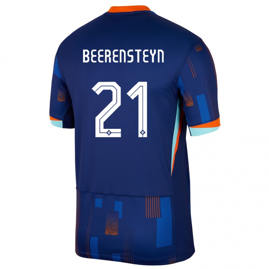 Kids Football Netherlands Lineth Beerensteyn #21 Blue Away Jersey 24-26 T-Shirt Canada