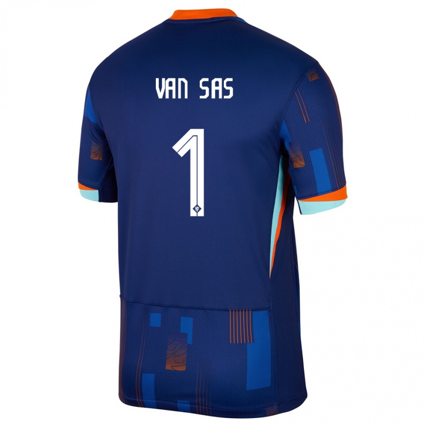 Kids Football Netherlands Mikki Van Sas #1 Blue Away Jersey 24-26 T-Shirt Canada