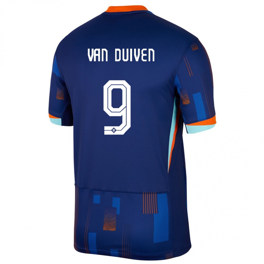 Kids Football Netherlands Jason Van Duiven #9 Blue Away Jersey 24-26 T-Shirt Canada