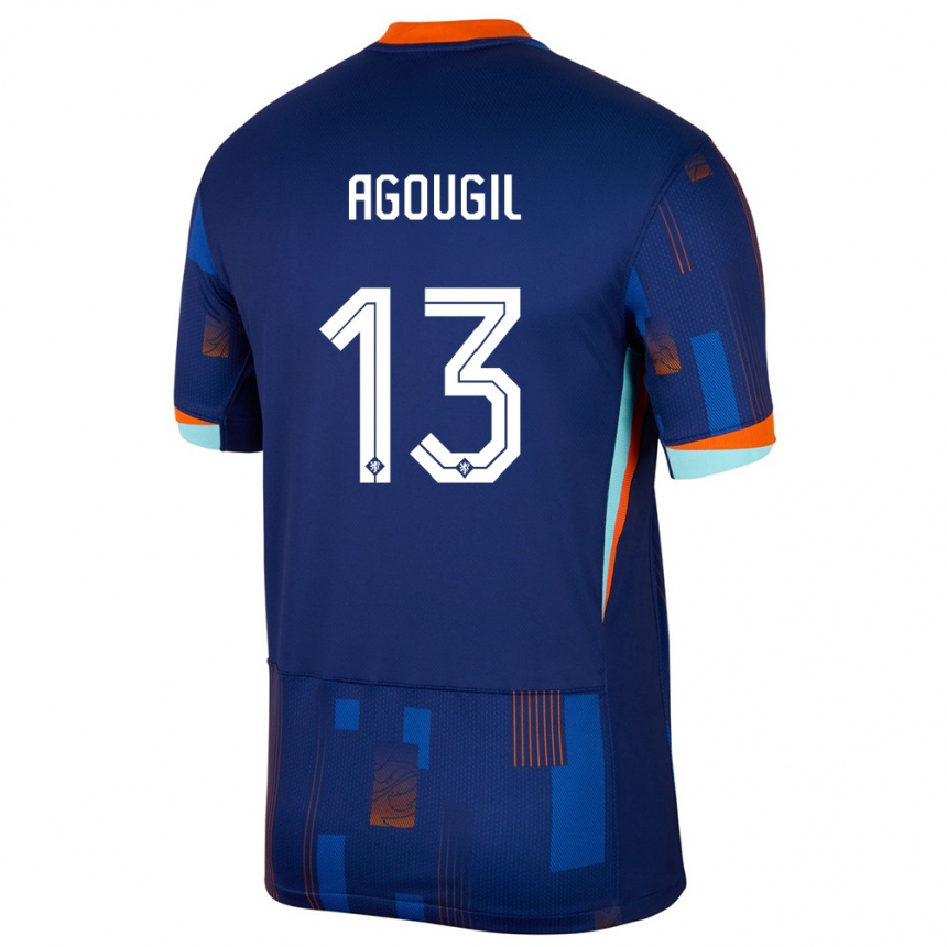 Kids Football Netherlands Oualid Agougil #13 Blue Away Jersey 24-26 T-Shirt Canada