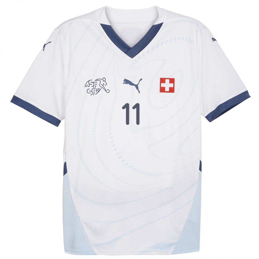 Kids Football Switzerland Esey Gebreyesus #11 White Away Jersey 24-26 T-Shirt Canada