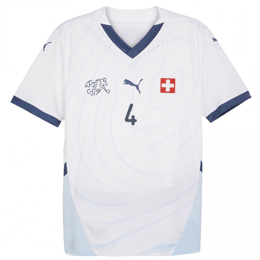 Kids Football Switzerland Rachel Rinast #4 White Away Jersey 24-26 T-Shirt Canada