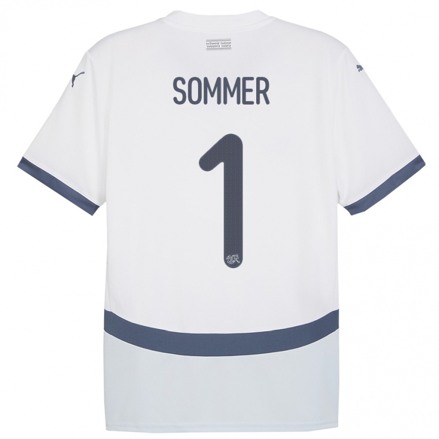 Kids Football Switzerland Yann Sommer #1 White Away Jersey 24-26 T-Shirt Canada