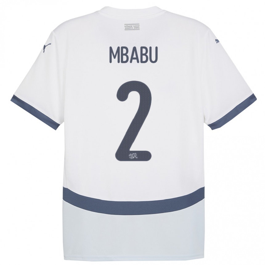 Kids Football Switzerland Kevin Mbabu #2 White Away Jersey 24-26 T-Shirt Canada