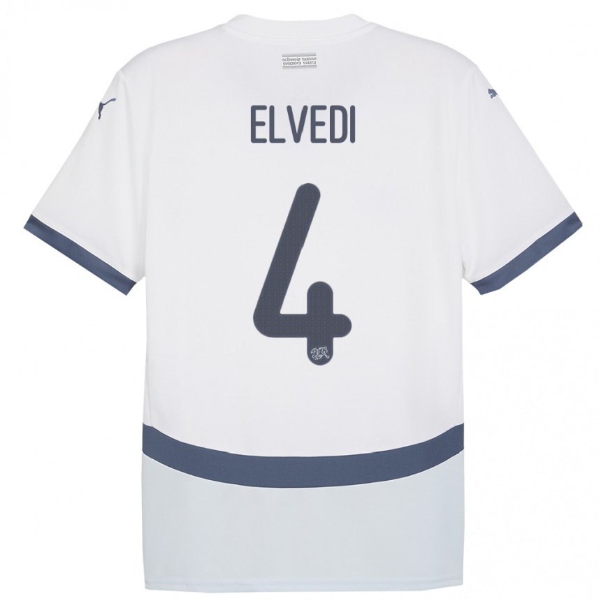 Kids Football Switzerland Nico Elvedi #4 White Away Jersey 24-26 T-Shirt Canada