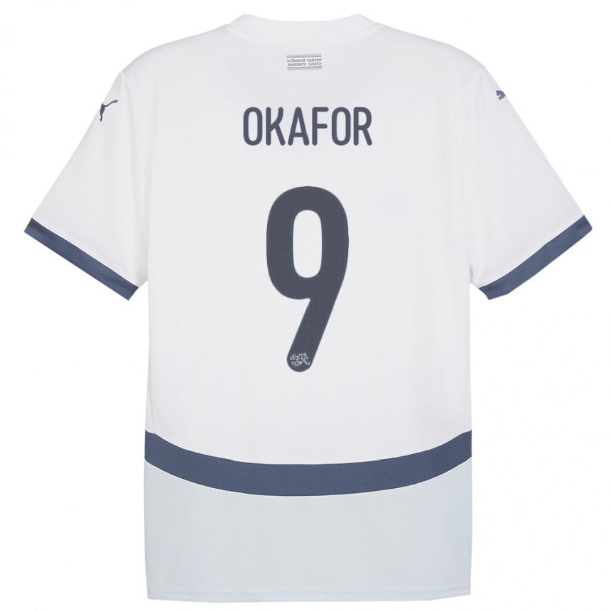 Kids Football Switzerland Noah Okafor #9 White Away Jersey 24-26 T-Shirt Canada