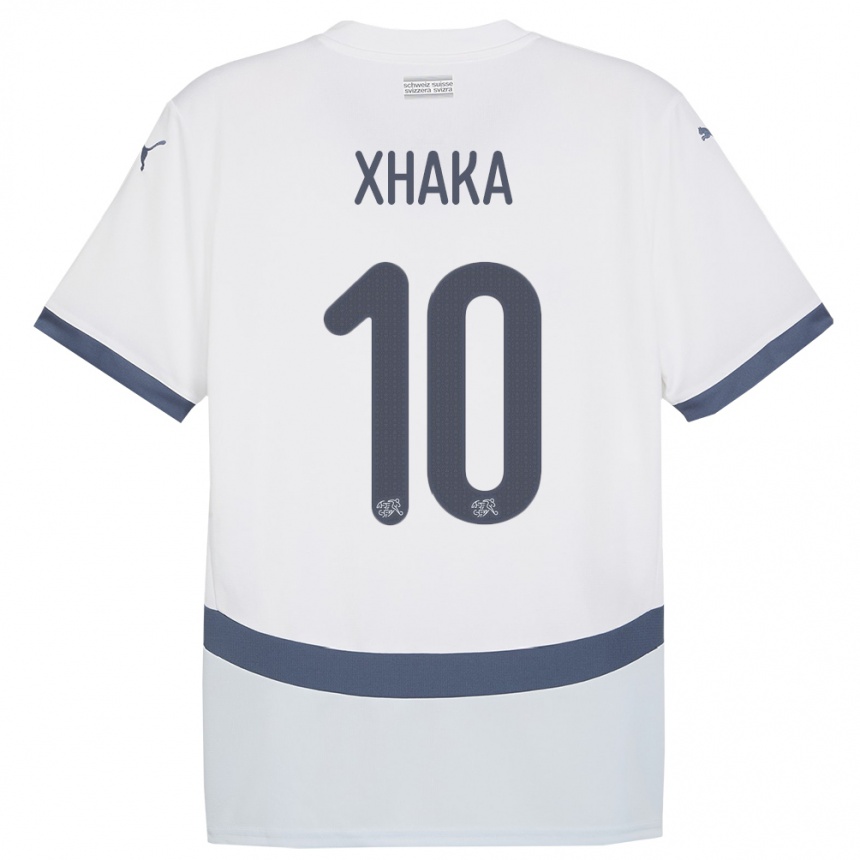 Kids Football Switzerland Granit Xhaka #10 White Away Jersey 24-26 T-Shirt Canada