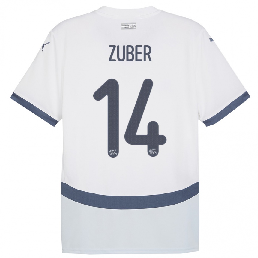 Kids Football Switzerland Steven Zuber #14 White Away Jersey 24-26 T-Shirt Canada