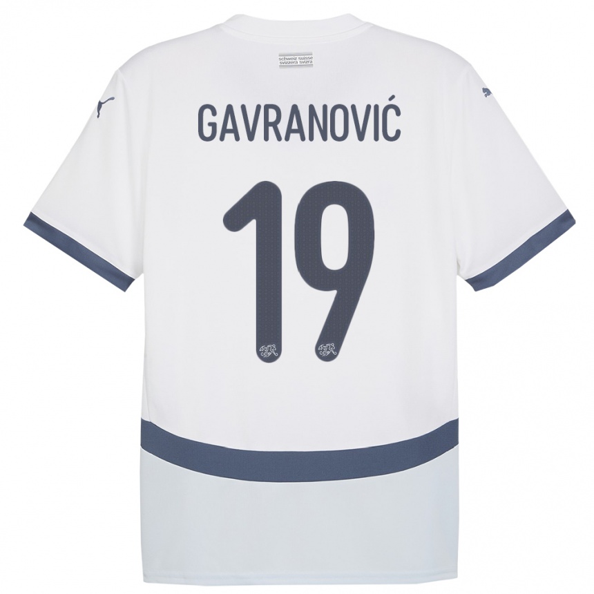 Kids Football Switzerland Mario Gavranovic #19 White Away Jersey 24-26 T-Shirt Canada