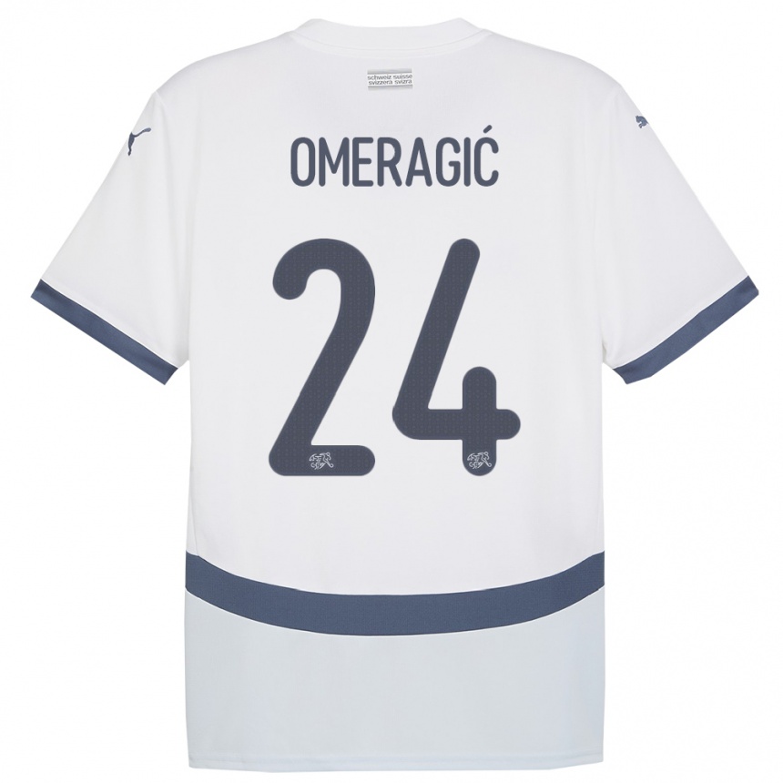 Kids Football Switzerland Becir Omeragic #24 White Away Jersey 24-26 T-Shirt Canada