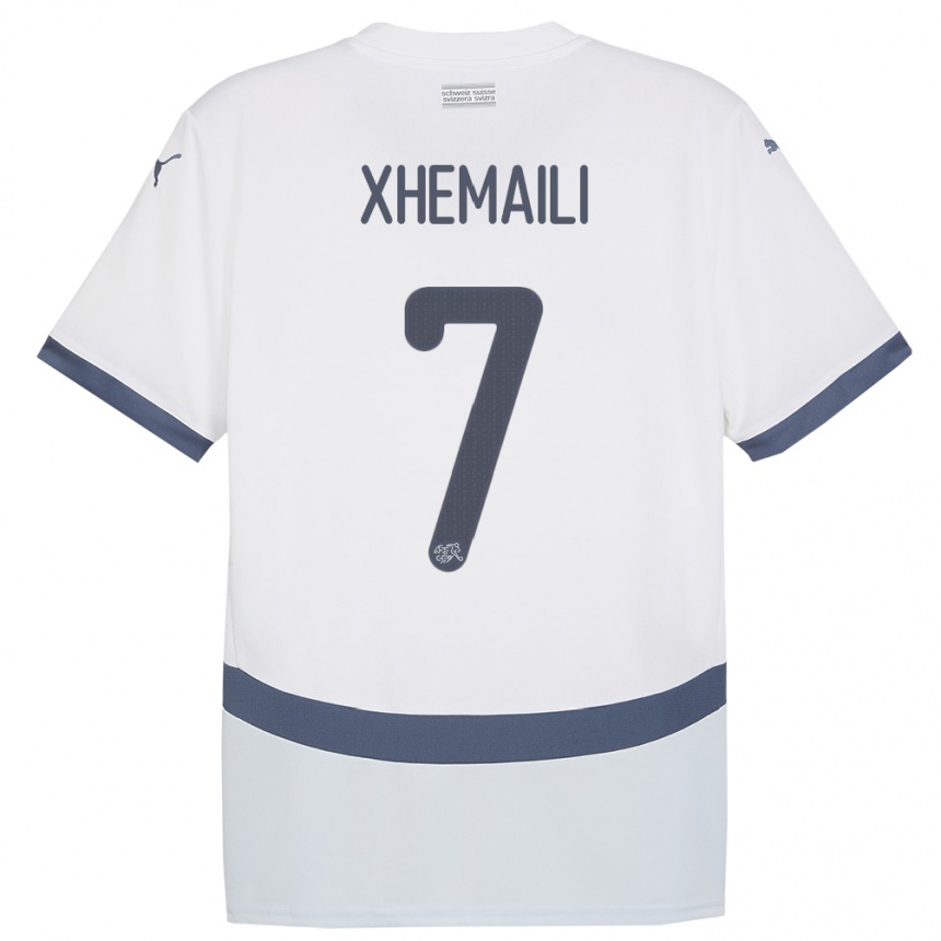 Kids Football Switzerland Riola Xhemaili #7 White Away Jersey 24-26 T-Shirt Canada