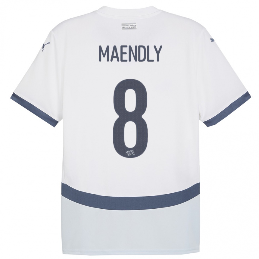 Kids Football Switzerland Sandy Maendly #8 White Away Jersey 24-26 T-Shirt Canada