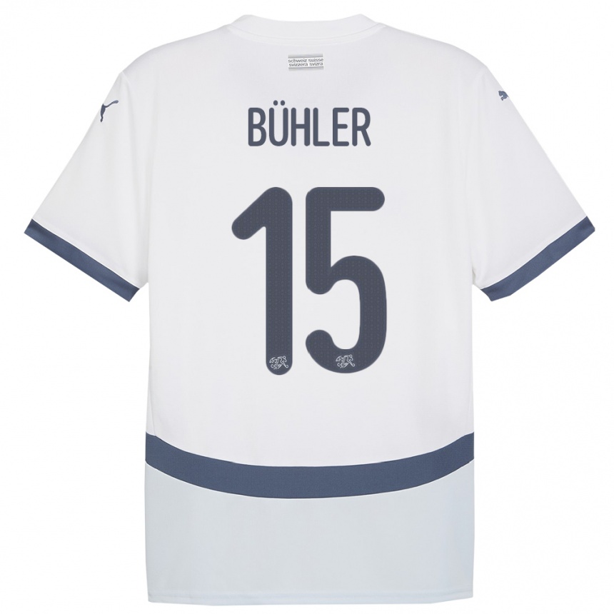 Kids Football Switzerland Luana Buhler #15 White Away Jersey 24-26 T-Shirt Canada