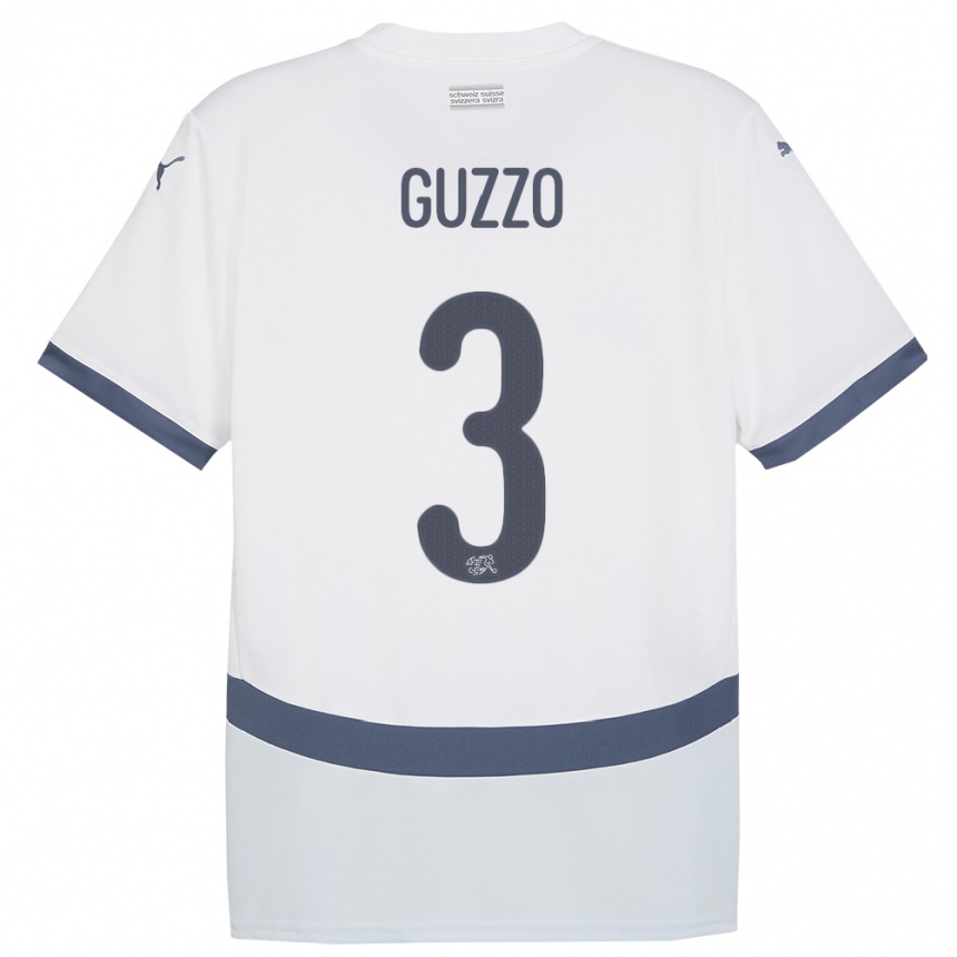 Kids Football Switzerland Ramon Guzzo #3 White Away Jersey 24-26 T-Shirt Canada