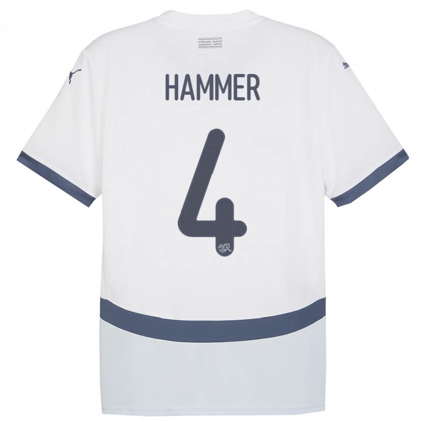 Kids Football Switzerland Pascal Hammer #4 White Away Jersey 24-26 T-Shirt Canada