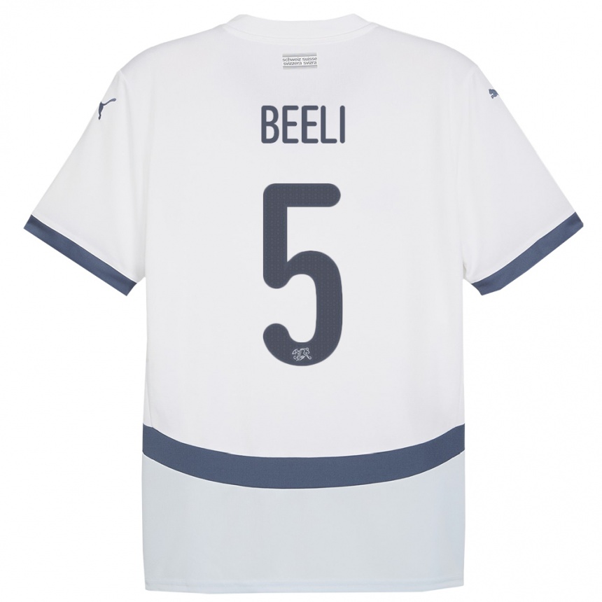 Kids Football Switzerland Mischa Beeli #5 White Away Jersey 24-26 T-Shirt Canada