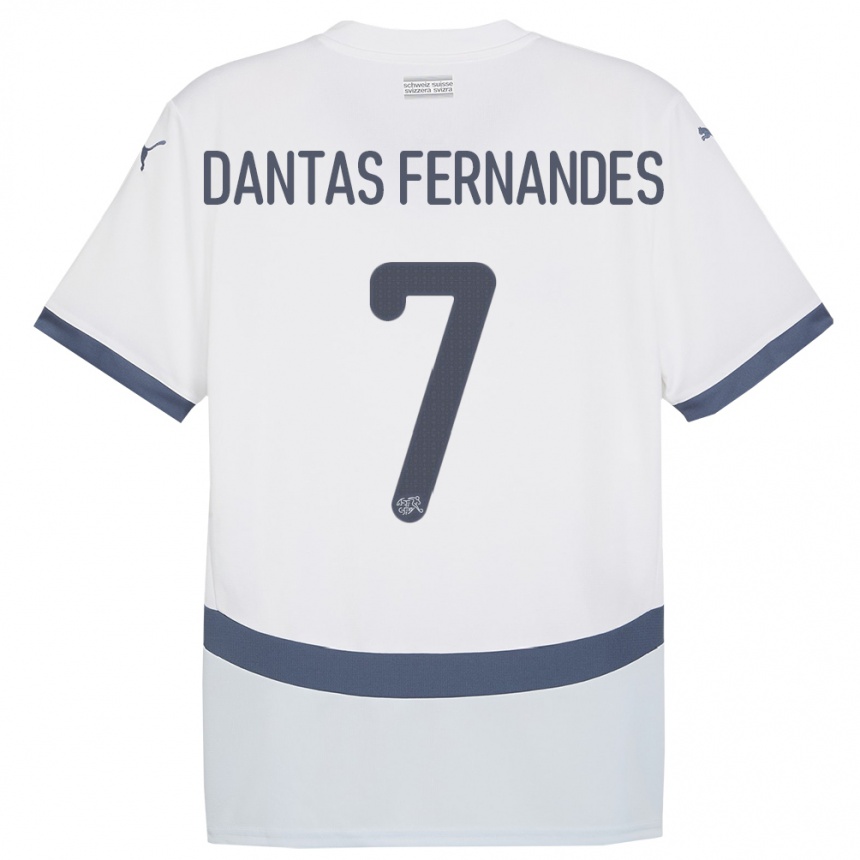 Kids Football Switzerland Ronaldo Dantas Fernandes #7 White Away Jersey 24-26 T-Shirt Canada