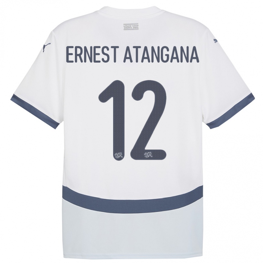 Kids Football Switzerland Brian Ernest Atangana #12 White Away Jersey 24-26 T-Shirt Canada