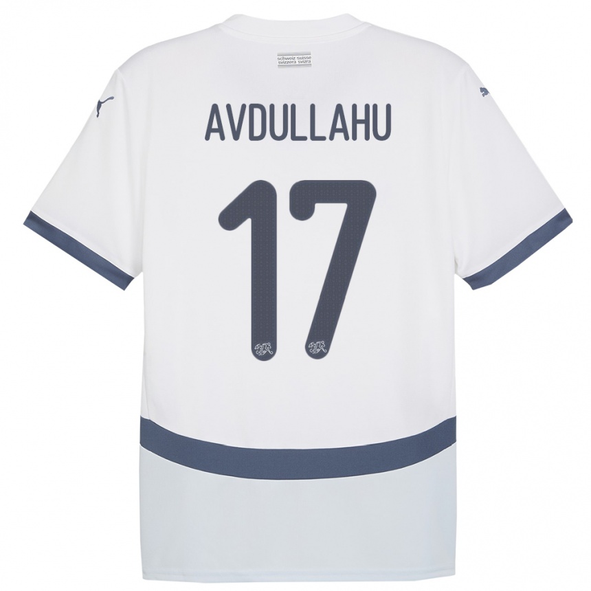 Kids Football Switzerland Leon Avdullahu #17 White Away Jersey 24-26 T-Shirt Canada