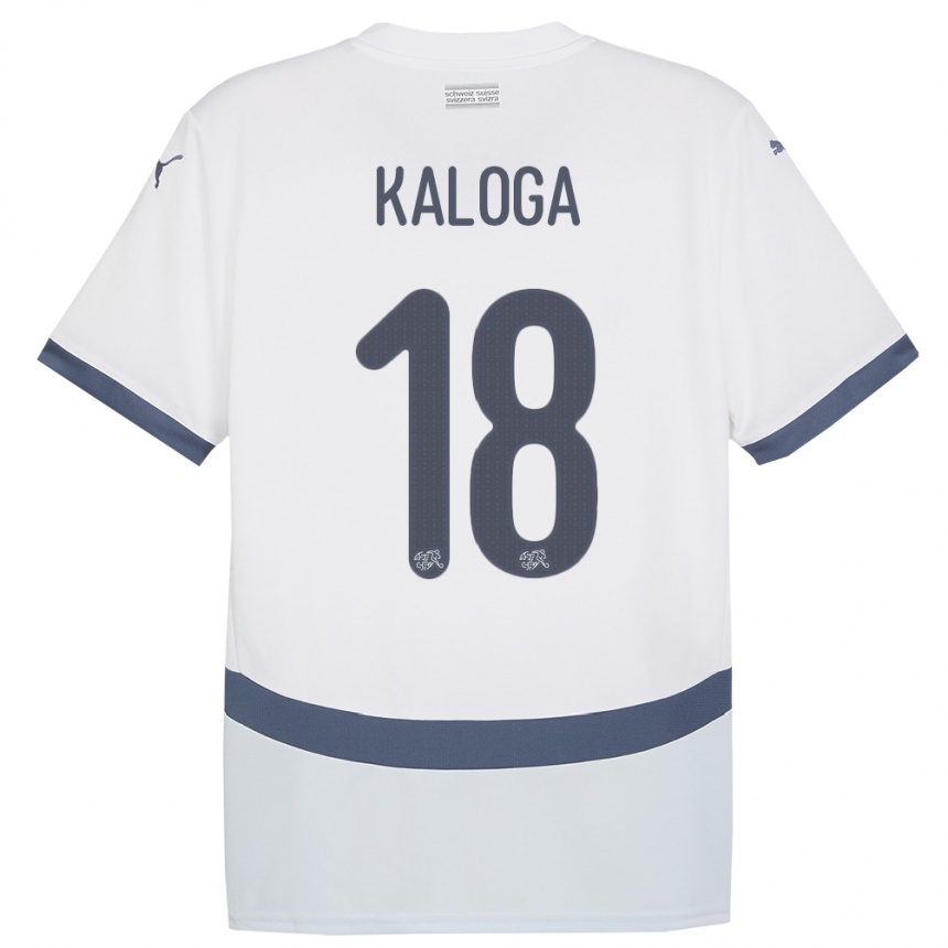 Kids Football Switzerland Issa Kaloga #18 White Away Jersey 24-26 T-Shirt Canada