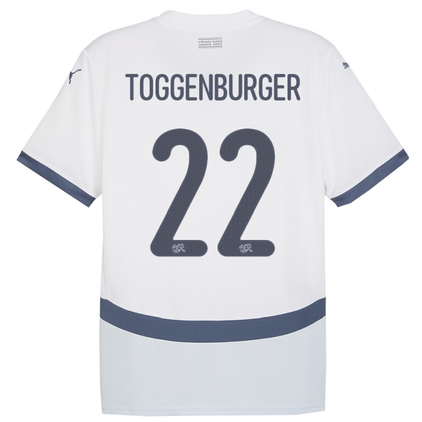 Kids Football Switzerland Nando Toggenburger #22 White Away Jersey 24-26 T-Shirt Canada