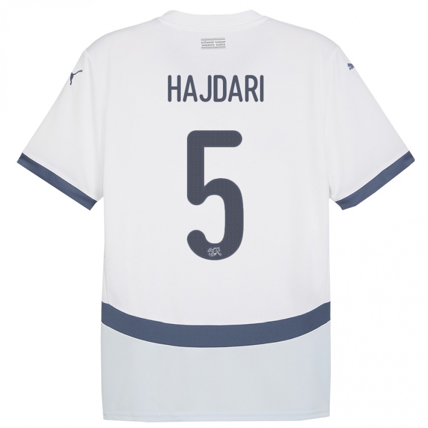 Kids Football Switzerland Albian Hajdari #5 White Away Jersey 24-26 T-Shirt Canada