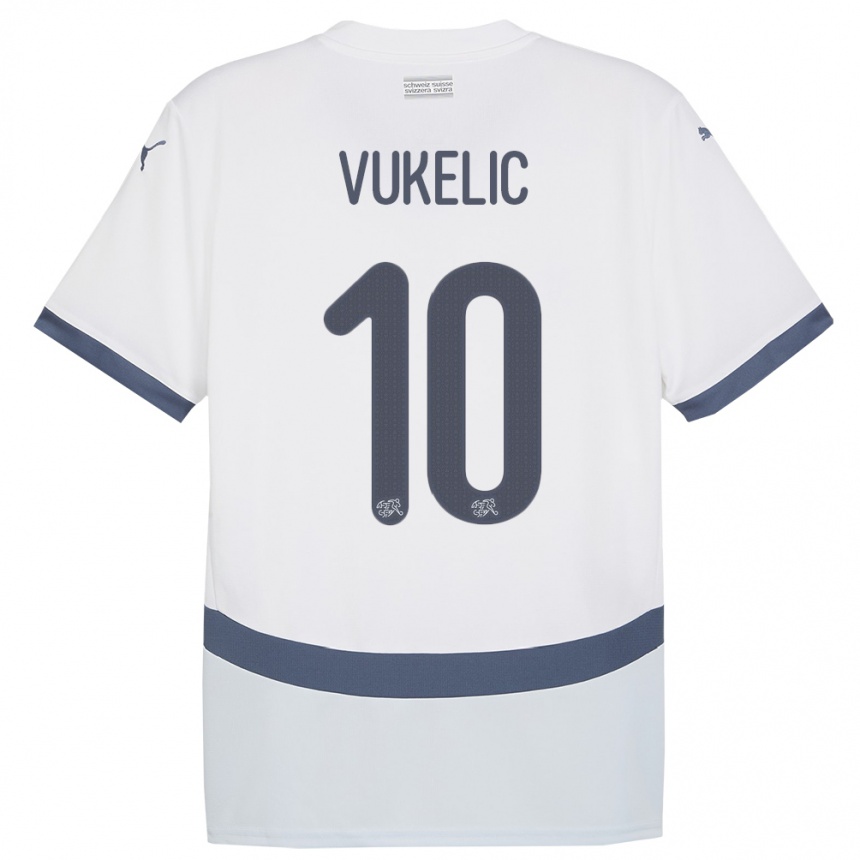 Kids Football Switzerland Mile Vukelic #10 White Away Jersey 24-26 T-Shirt Canada