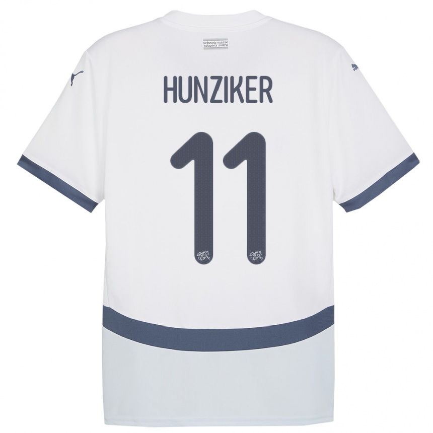 Kids Football Switzerland Andrin Hunziker #11 White Away Jersey 24-26 T-Shirt Canada