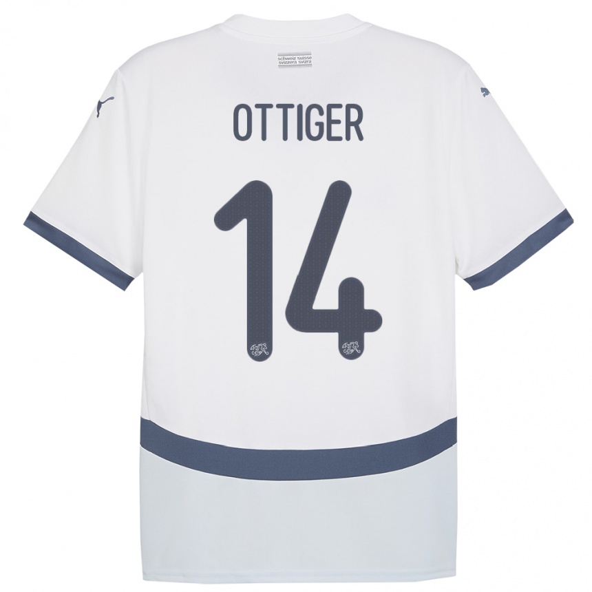 Kids Football Switzerland Severin Ottiger #14 White Away Jersey 24-26 T-Shirt Canada