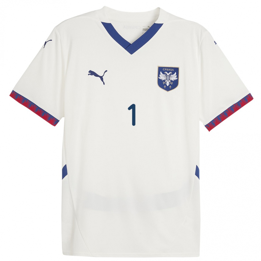 Kids Football Serbia Luka Lijeskic #1 White Away Jersey 24-26 T-Shirt Canada