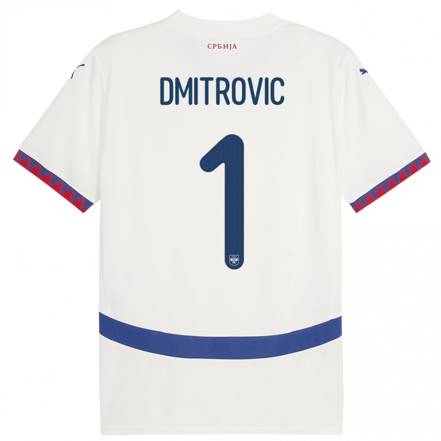 Kids Football Serbia Marko Dmitrovic #1 White Away Jersey 24-26 T-Shirt Canada