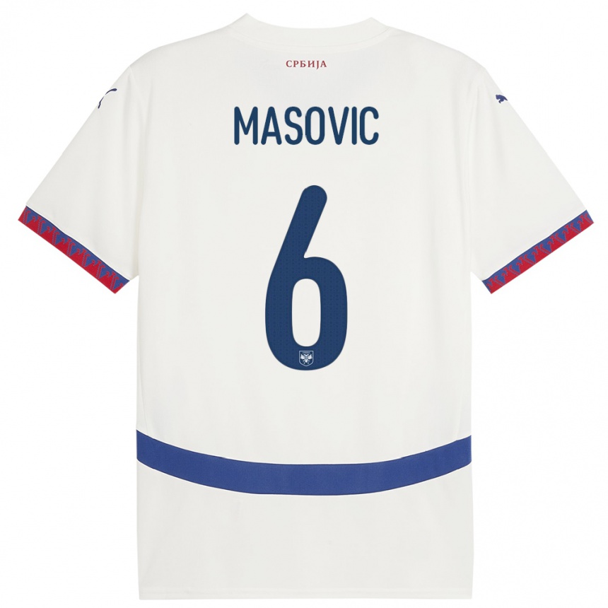 Kids Football Serbia Erhan Masovic #6 White Away Jersey 24-26 T-Shirt Canada