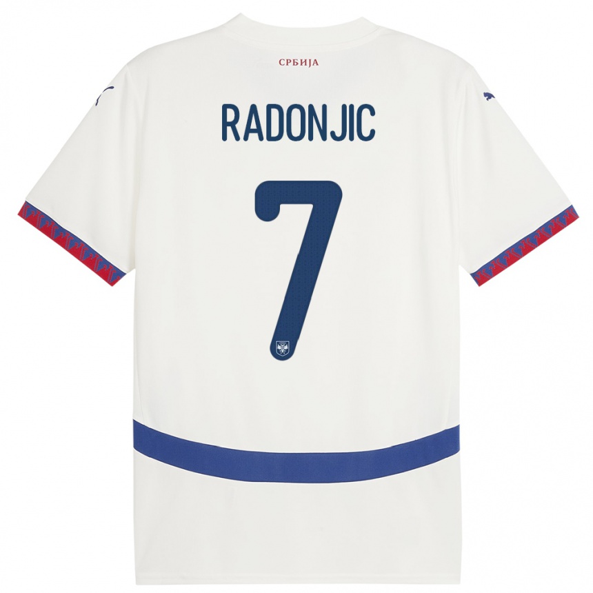 Kids Football Serbia Nemanja Radonjic #7 White Away Jersey 24-26 T-Shirt Canada