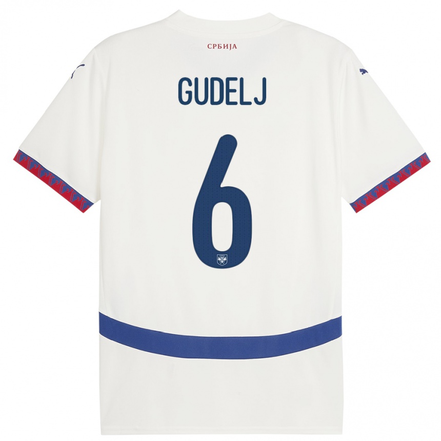 Kids Football Serbia Nemanja Gudelj #6 White Away Jersey 24-26 T-Shirt Canada