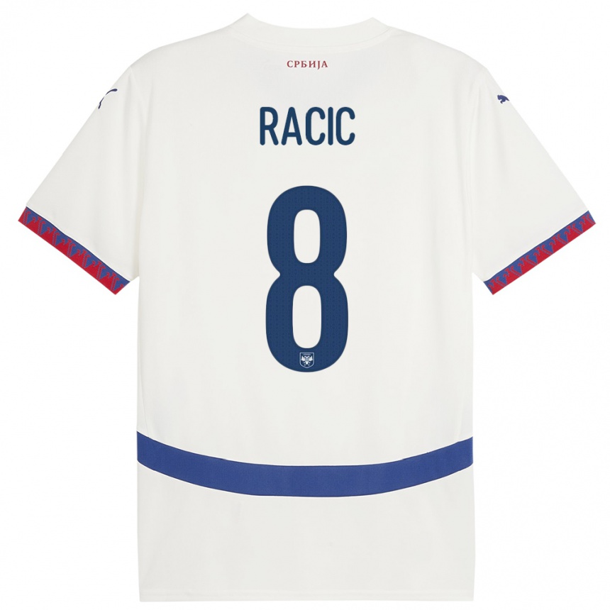 Kids Football Serbia Uros Racic #8 White Away Jersey 24-26 T-Shirt Canada