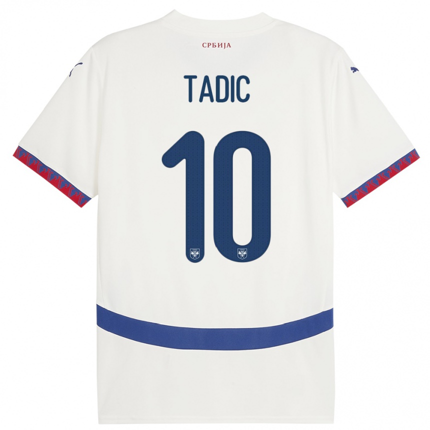 Kids Football Serbia Dusan Tadic #10 White Away Jersey 24-26 T-Shirt Canada