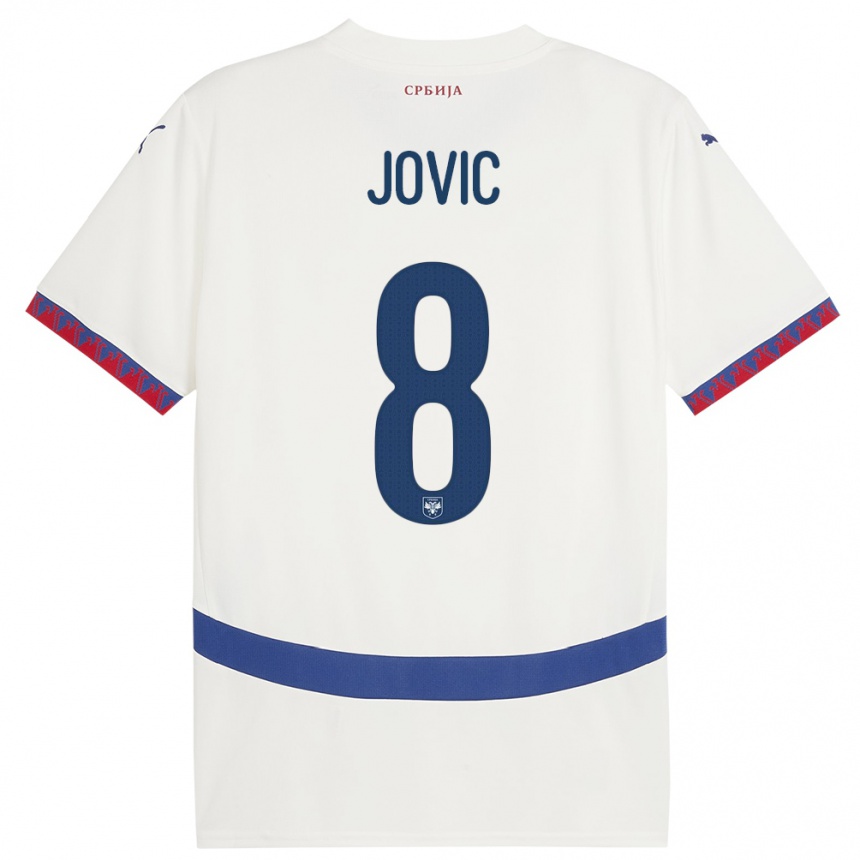 Kids Football Serbia Luka Jovic #8 White Away Jersey 24-26 T-Shirt Canada