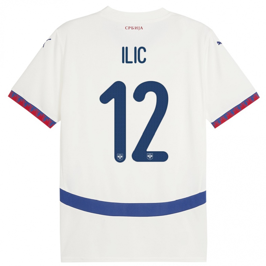 Kids Football Serbia Marko Ilic #12 White Away Jersey 24-26 T-Shirt Canada