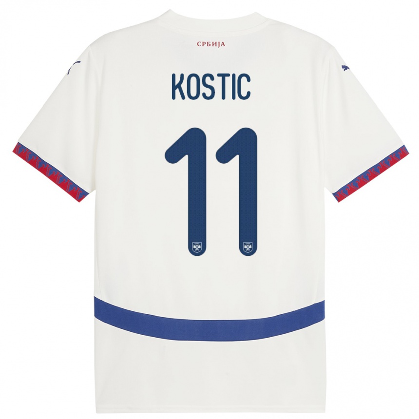 Kids Football Serbia Filip Kostic #11 White Away Jersey 24-26 T-Shirt Canada