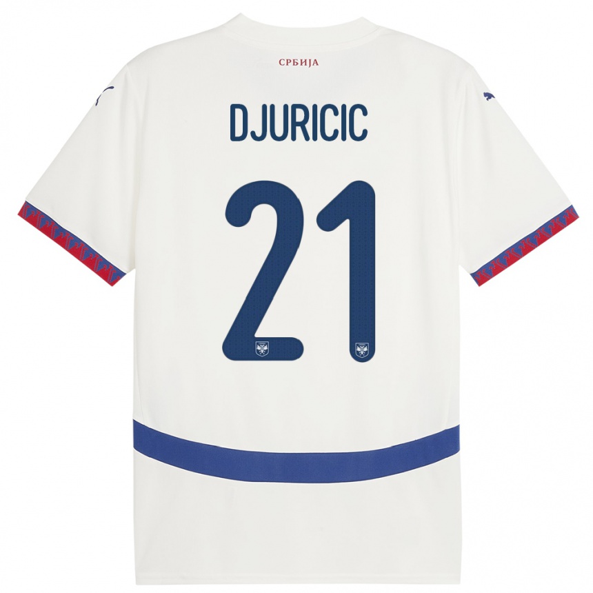 Kids Football Serbia Filip Djuricic #21 White Away Jersey 24-26 T-Shirt Canada