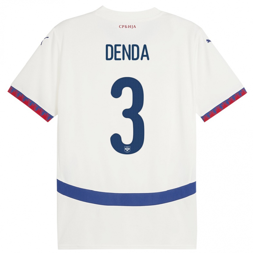 Kids Football Serbia Milica Denda #3 White Away Jersey 24-26 T-Shirt Canada